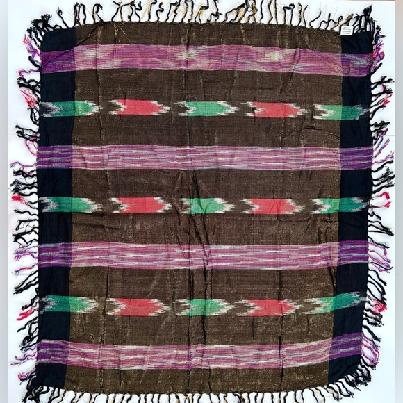 Lauren Liz Black/Metallic Gold Multicolored Aztec Southwestern Scarf - Picture 4 of 9